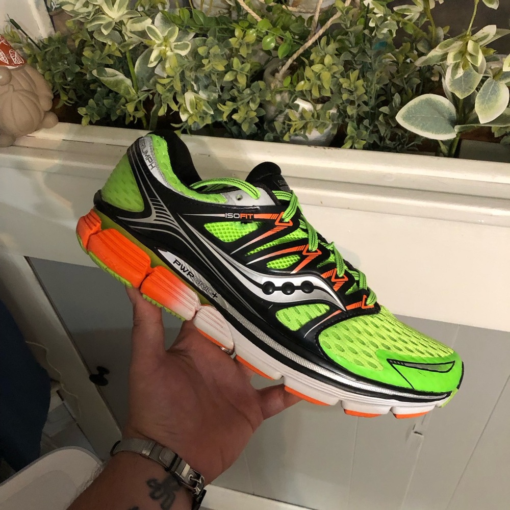 Men’s Saucony Triumph ISO 2 Neon Green Orange size 10